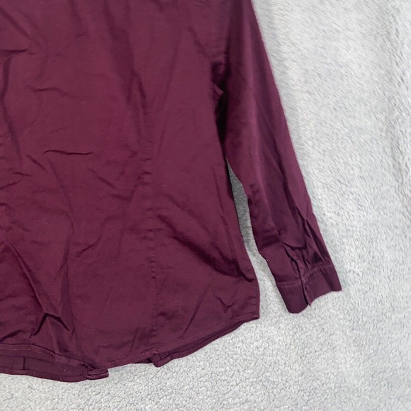 Chico's Button Up Top Womens 1 Burgundy Casual Collared Long Sleeve Cutout - Picture 9 of 11